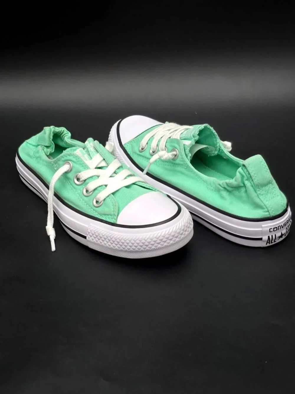 Converse Shoreline Elastic Back Canvas Mint Green Slip-On Sneakers Women's SZ 5 - Picture 3 of 12
